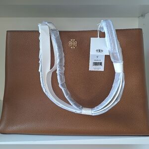 NWT Tory Burch Moose Brown Pebbled Leather Tote